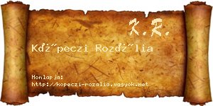 Köpeczi Rozália névjegykártya